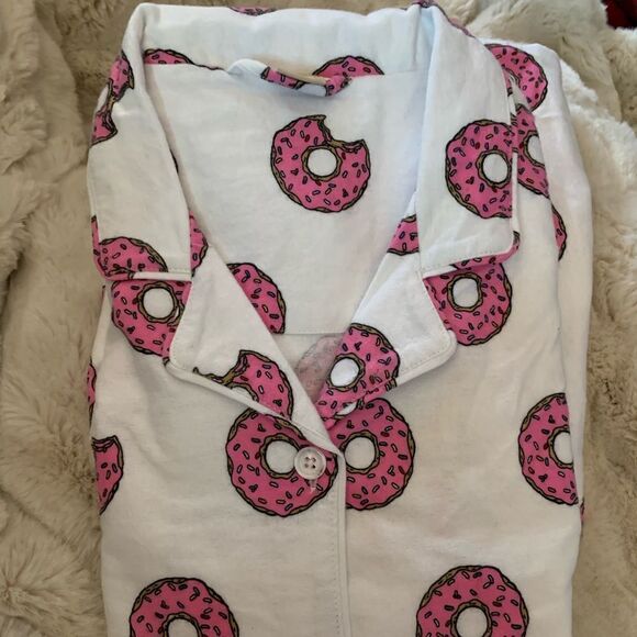 Pottery Barn Teen Simpsons Donut Pajamas Flannel M - Picture 1 of 5